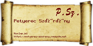 Petyerec Szörény névjegykártya